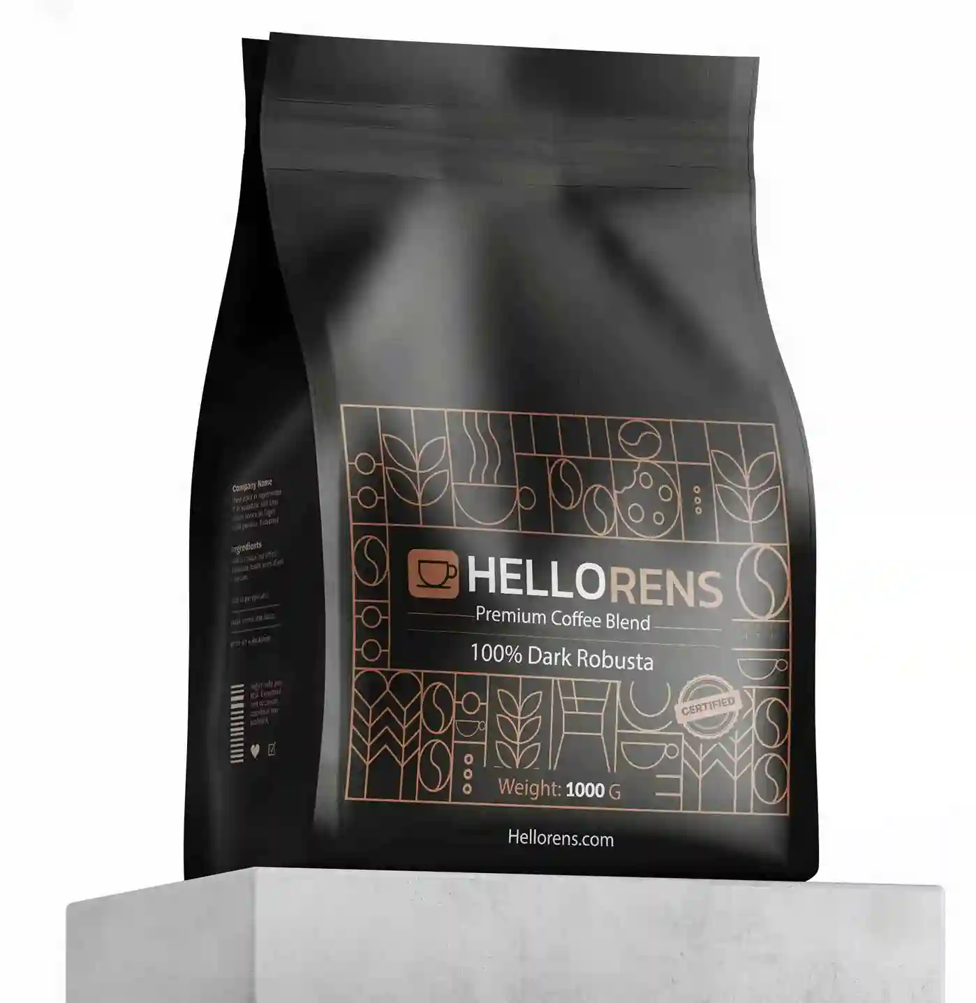 1000 gr hellorens 100 dark robousta دانه قهوه 100درصد دارک روبوستا هلورنس - 1000 گرم - Image 1